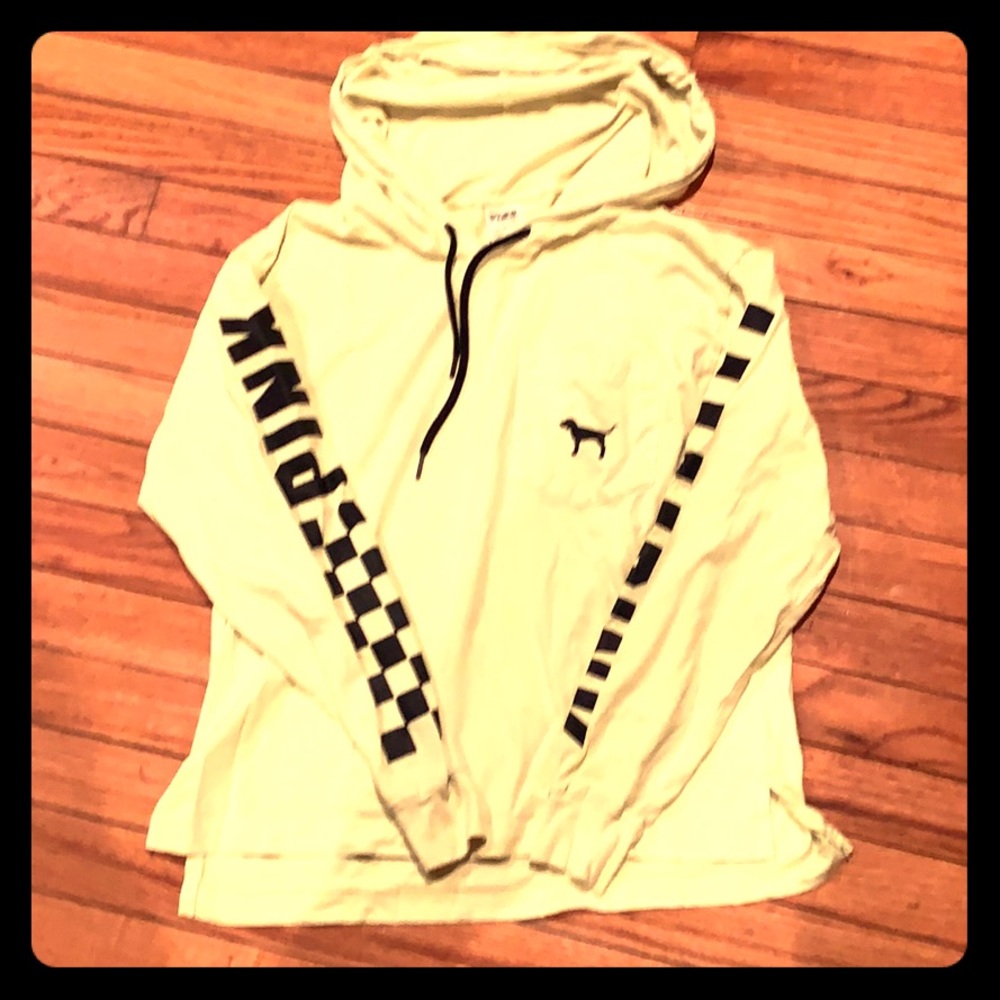 PINK neon yellow long sleeve hoodie